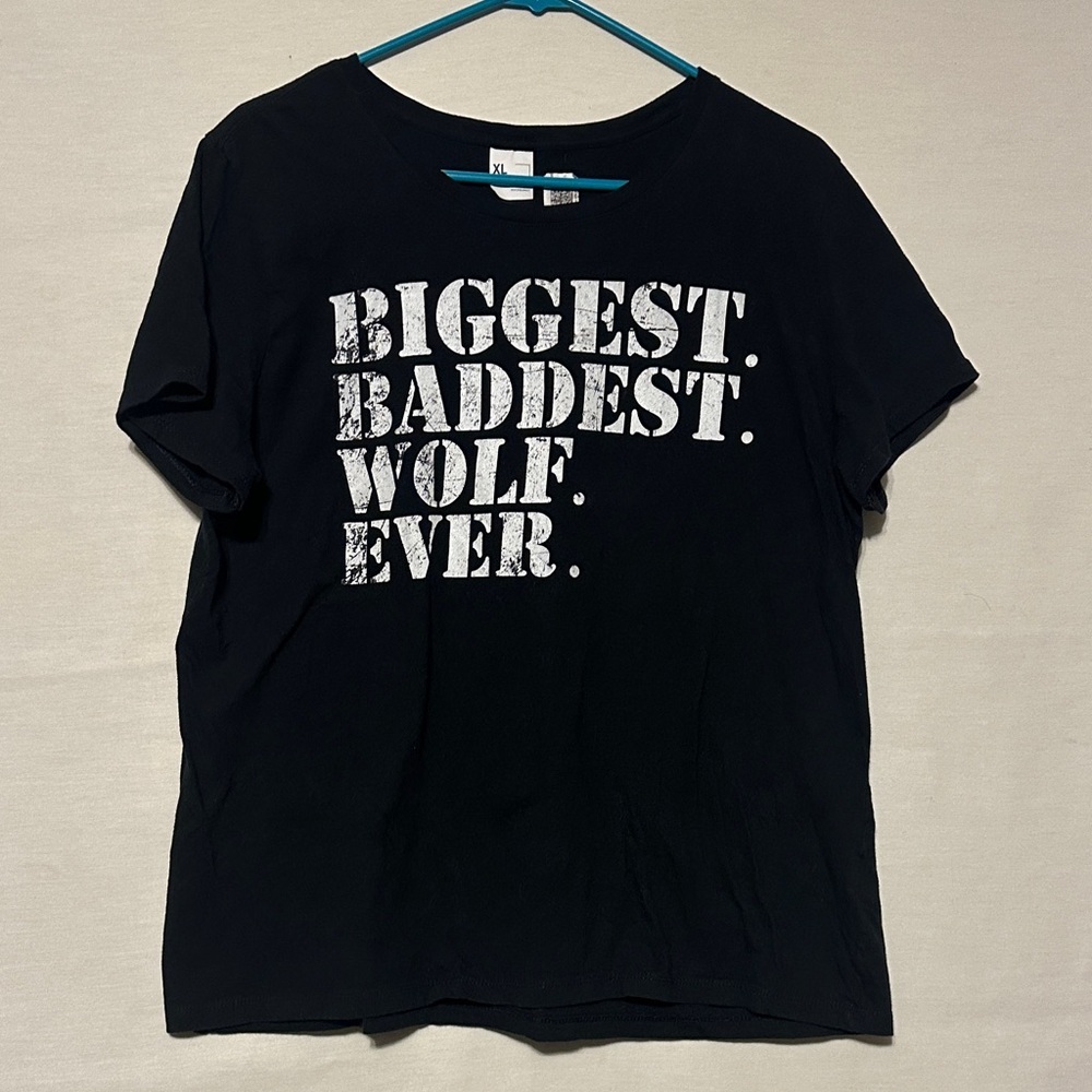 Black Graphic T-Shirt with White Text